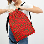 Red Tomatoes Pattern Print Drawstring Backpack