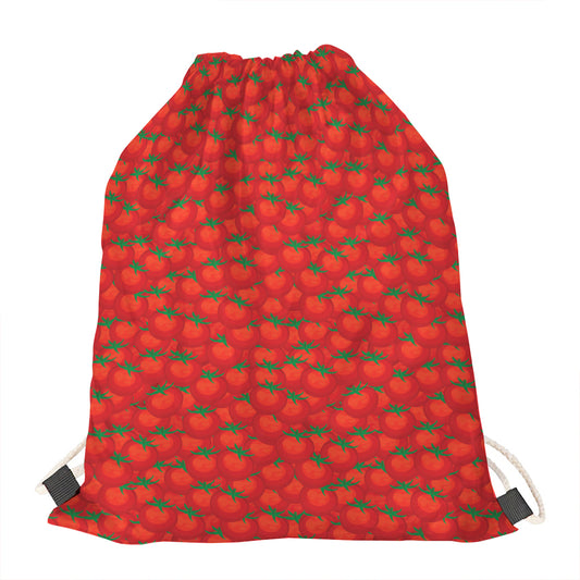 Red Tomatoes Pattern Print Drawstring Bag
