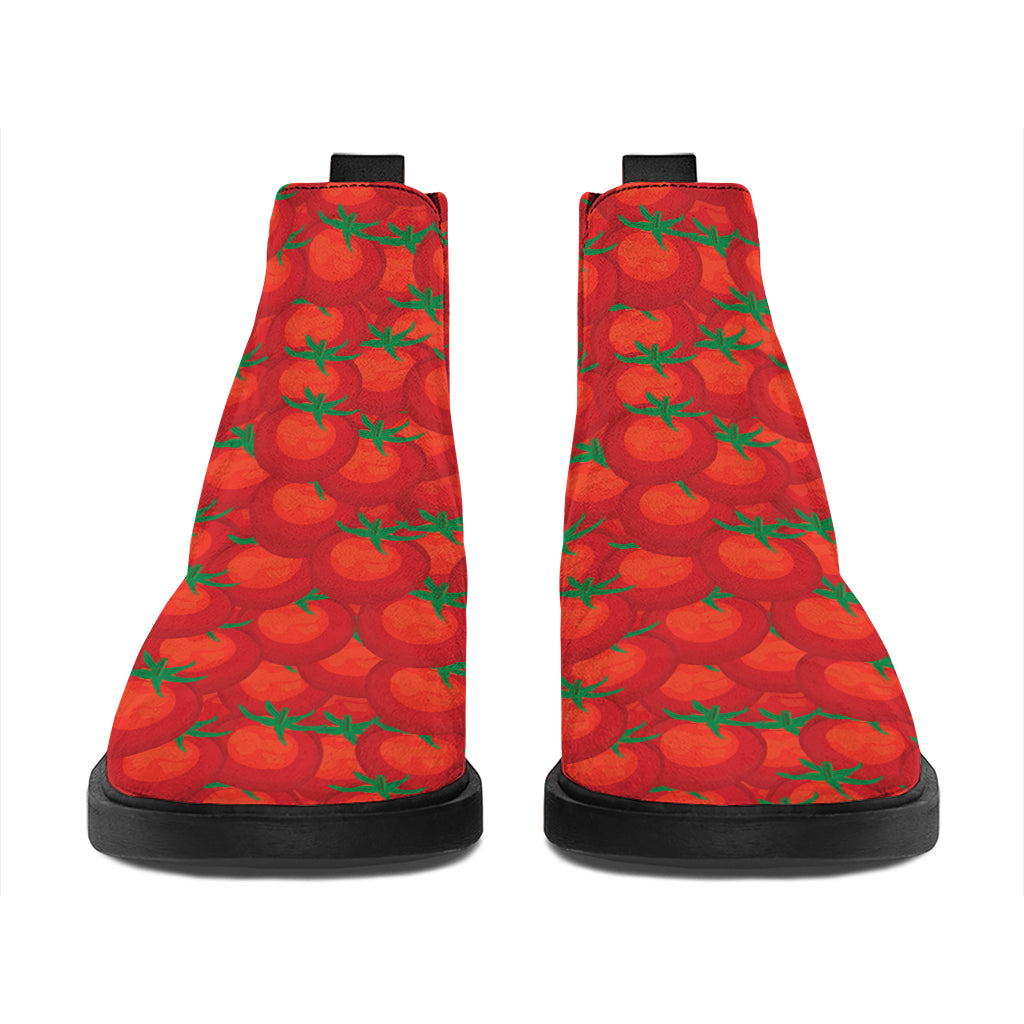 Red Tomatoes Pattern Print Flat Ankle Boots