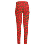 Red Tomatoes Pattern Print High-Waisted Pocket Leggings