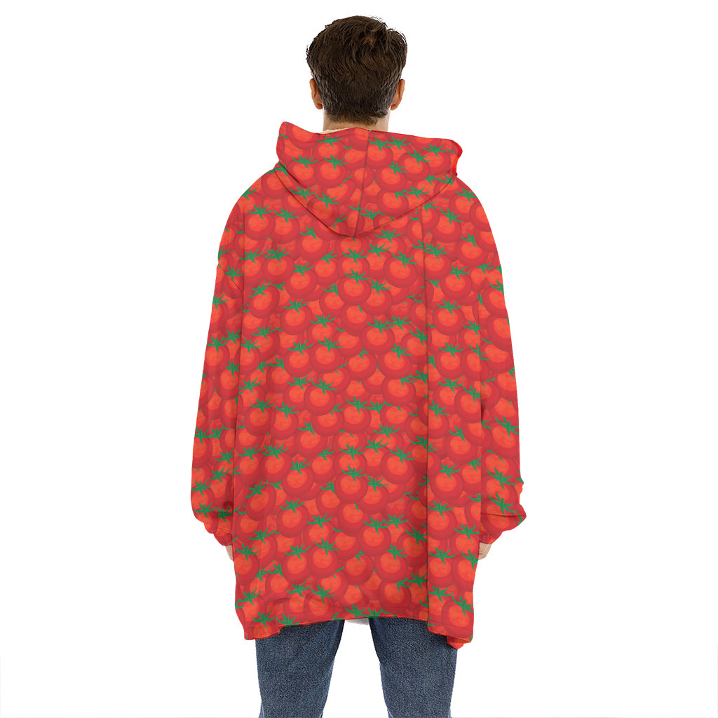 Red Tomatoes Pattern Print Hoodie Blanket