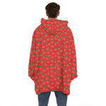Red Tomatoes Pattern Print Hoodie Blanket