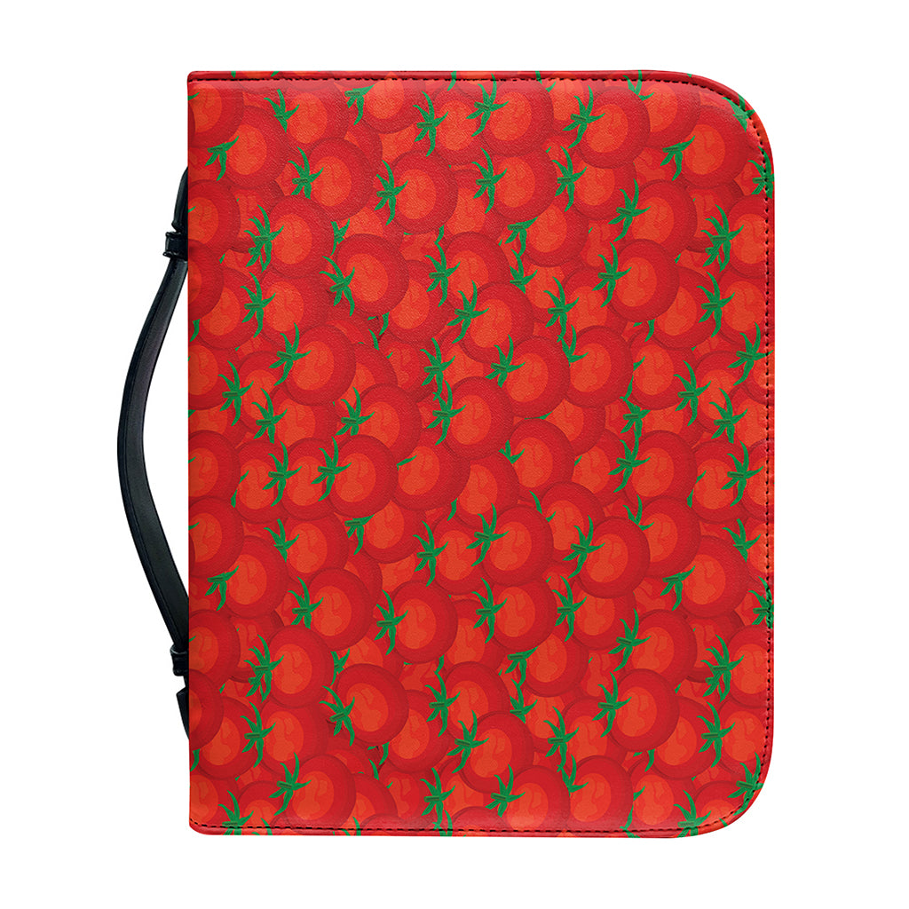 Red Tomatoes Pattern Print Leather Bible Cover