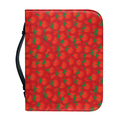 Red Tomatoes Pattern Print Leather Bible Cover