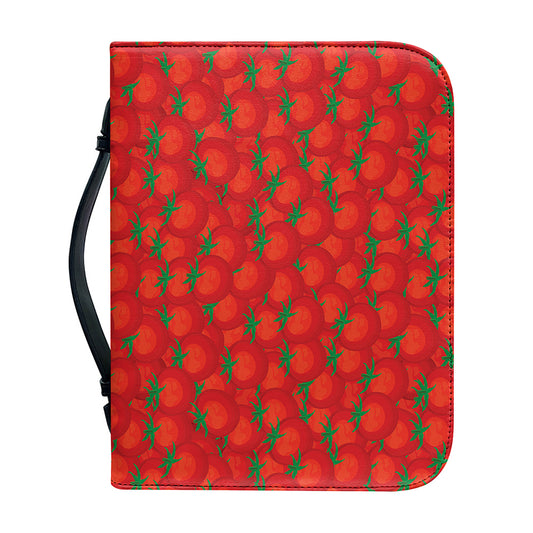 Red Tomatoes Pattern Print Leather Bible Cover