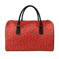 Red Tomatoes Pattern Print Leather Duffel Bag