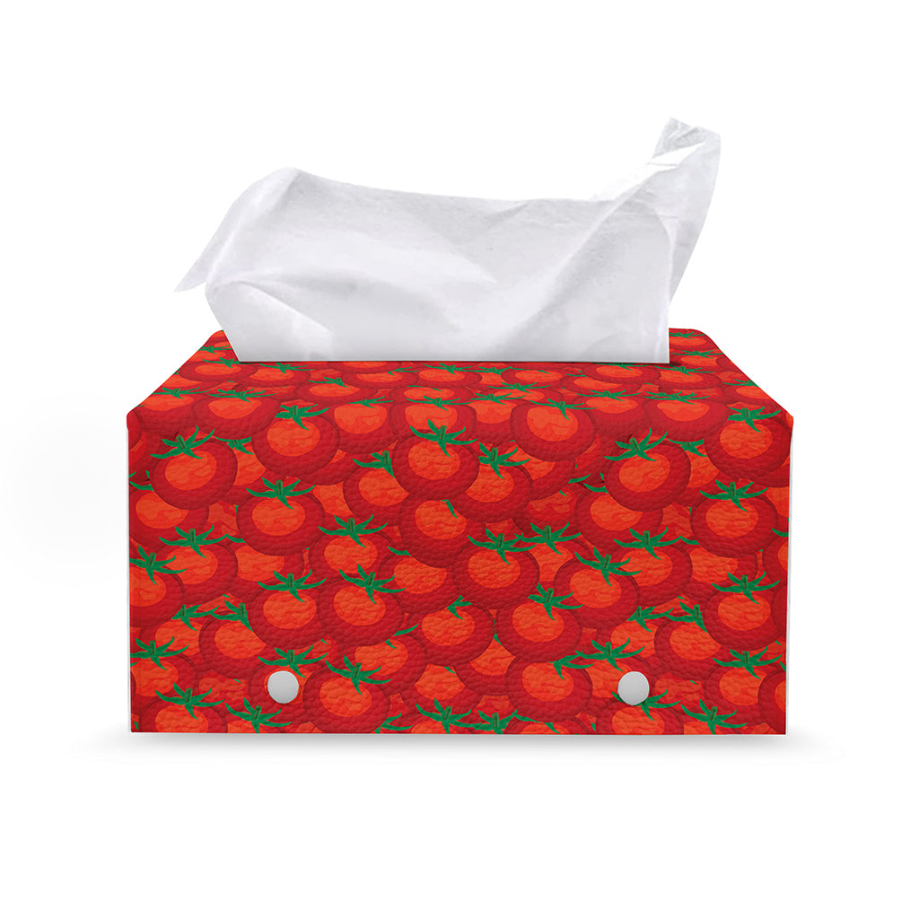 Red Tomatoes Pattern Print Leather Tissue Box Cover