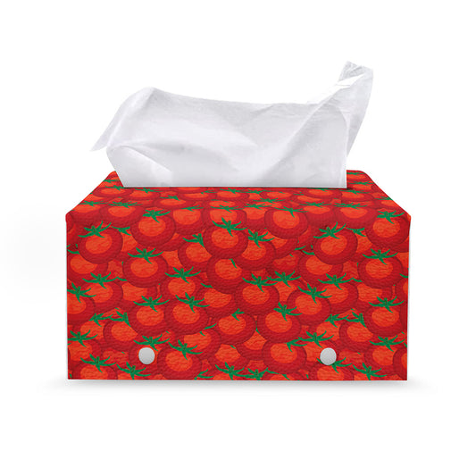 Red Tomatoes Pattern Print Leather Tissue Box Cover