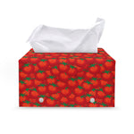 Red Tomatoes Pattern Print Leather Tissue Box Cover
