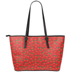 Red Tomatoes Pattern Print Leather Tote Bag