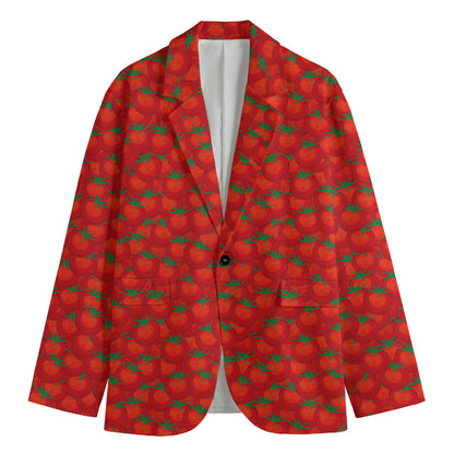 Red Tomatoes Pattern Print Men's Cotton Blazer