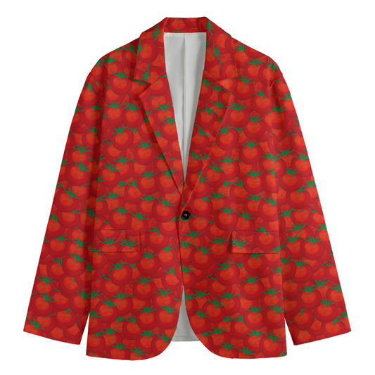 Red Tomatoes Pattern Print Men's Cotton Blazer