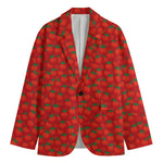 Red Tomatoes Pattern Print Men's Cotton Blazer