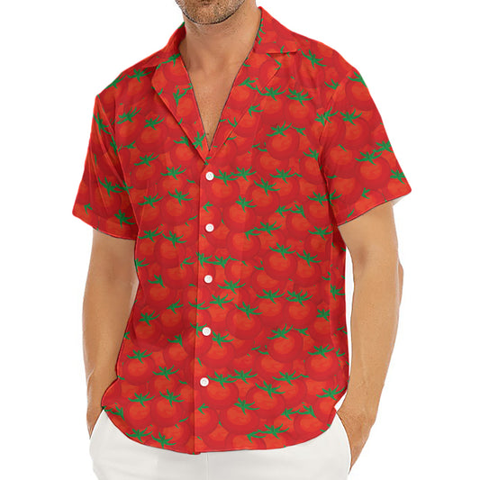 Red Tomatoes Pattern Print Men's Deep V-Neck Shirt