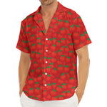 Red Tomatoes Pattern Print Men's Deep V-Neck Shirt