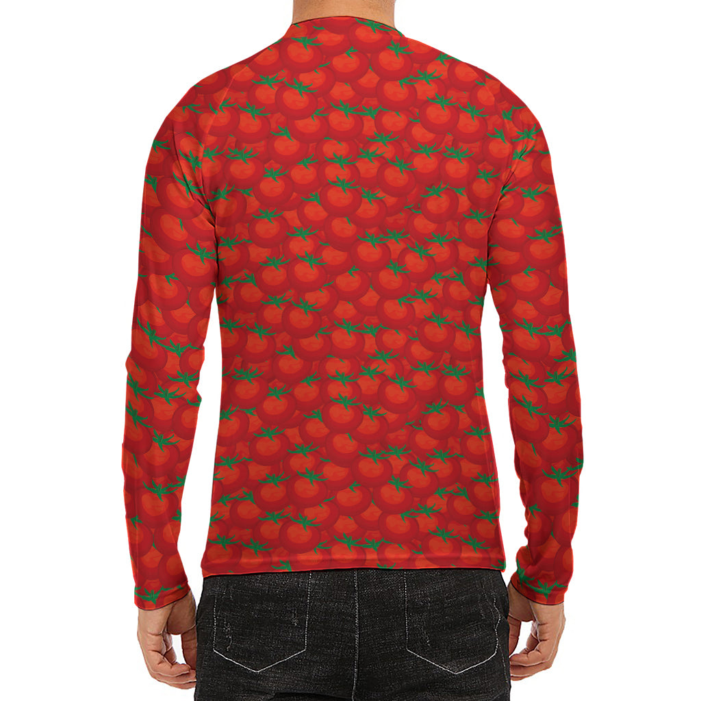 Red Tomatoes Pattern Print Men's Long Sleeve Rash Guard