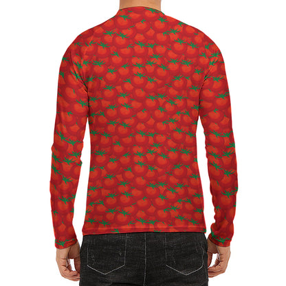 Red Tomatoes Pattern Print Men's Long Sleeve Rash Guard