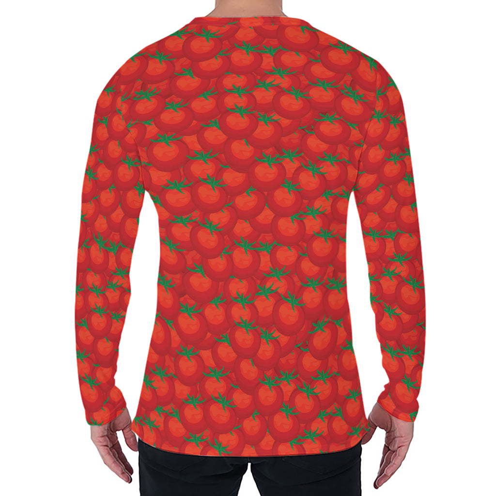 Red Tomatoes Pattern Print Men's Long Sleeve T-Shirt