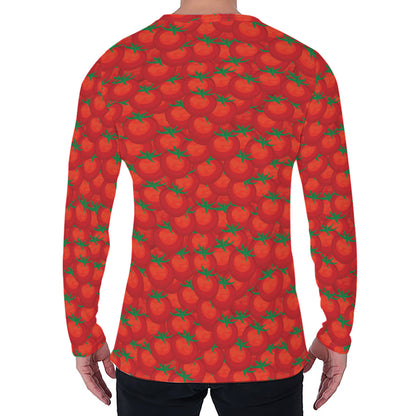 Red Tomatoes Pattern Print Men's Long Sleeve T-Shirt