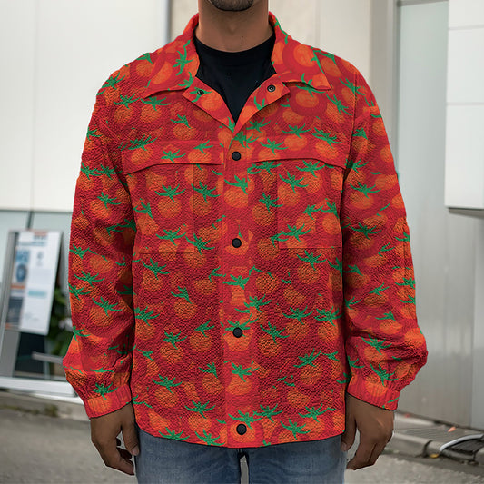 Red Tomatoes Pattern Print Men's Shirt Jacket
