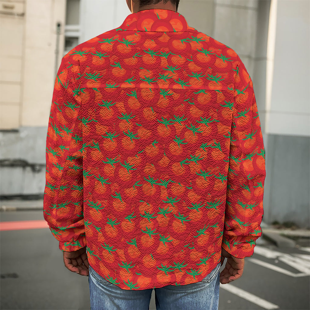 Red Tomatoes Pattern Print Men's Shirt Jacket