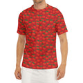 Red Tomatoes Pattern Print Men's Short Sleeve Rash Guard