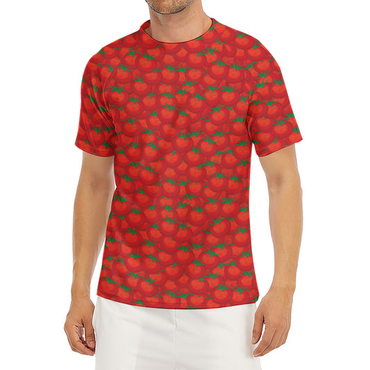 Red Tomatoes Pattern Print Men's Short Sleeve Rash Guard
