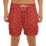 Red Tomatoes Pattern Print Men's Split Running Shorts