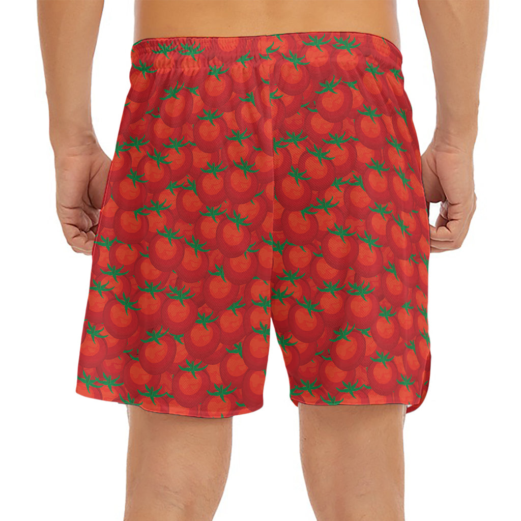 Red Tomatoes Pattern Print Men's Split Running Shorts
