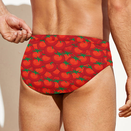 Red Tomatoes Pattern Print Men's Swim Briefs