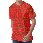 Red Tomatoes Pattern Print Men's Velvet T-Shirt