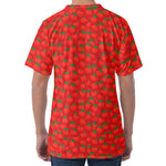 Red Tomatoes Pattern Print Men's Velvet T-Shirt