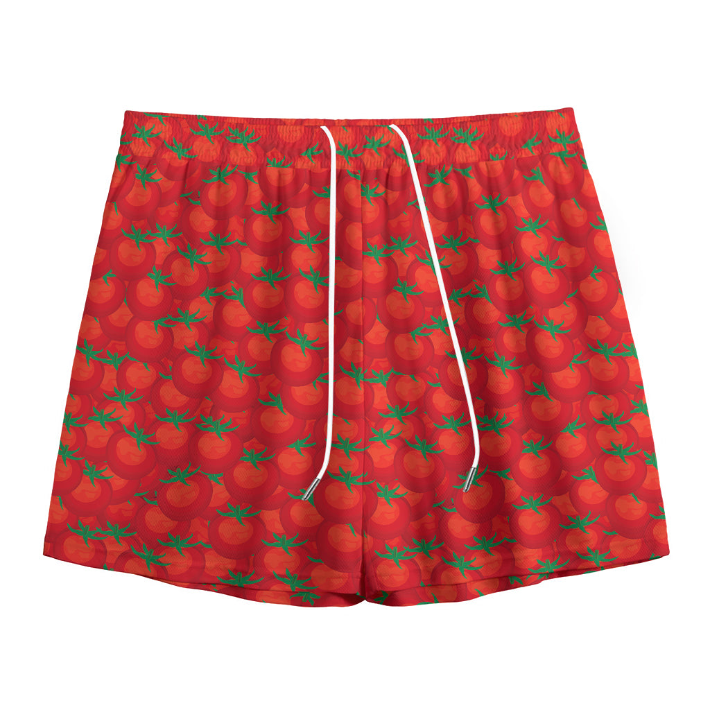 Red Tomatoes Pattern Print Mesh Shorts