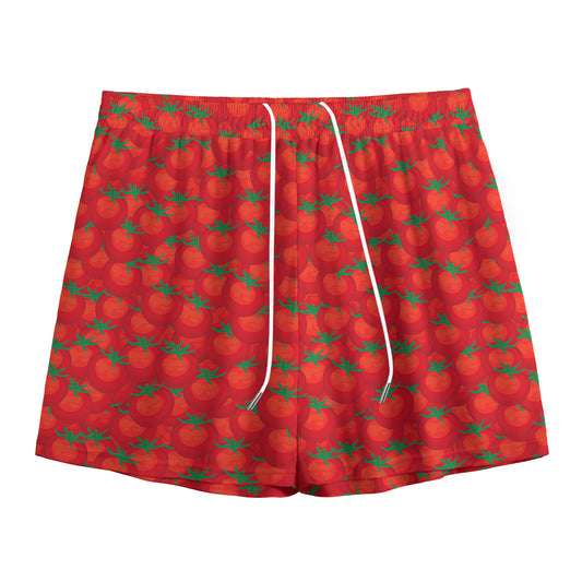 Red Tomatoes Pattern Print Mesh Shorts