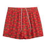 Red Tomatoes Pattern Print Mesh Shorts