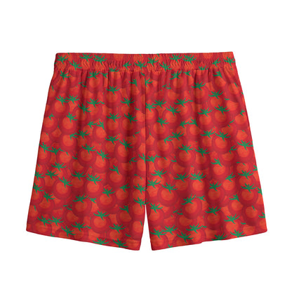 Red Tomatoes Pattern Print Mesh Shorts