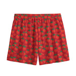 Red Tomatoes Pattern Print Mesh Shorts