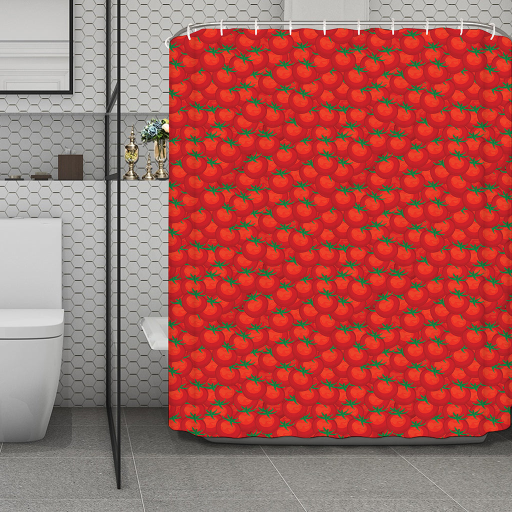 Red Tomatoes Pattern Print Polyester Shower Curtain