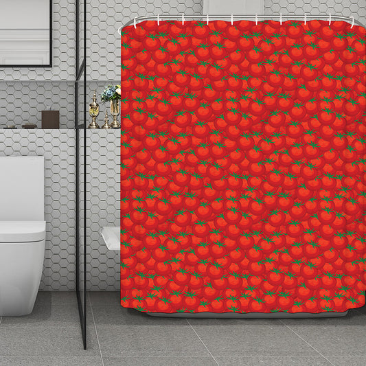 Red Tomatoes Pattern Print Polyester Shower Curtain