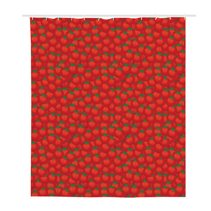 Red Tomatoes Pattern Print Polyester Shower Curtain