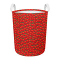 Red Tomatoes Pattern Print Round Laundry Basket