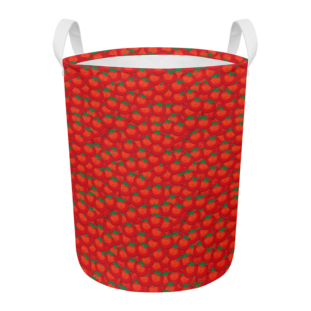 Red Tomatoes Pattern Print Round Laundry Basket