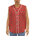 Red Tomatoes Pattern Print Sleeveless Baseball Jersey