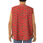 Red Tomatoes Pattern Print Sleeveless Baseball Jersey