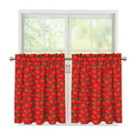 Red Tomatoes Pattern Print Tier Curtains