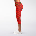 Red Tomatoes Pattern Print Women's Capri Leggings