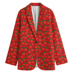 Red Tomatoes Pattern Print Women's Cotton Blazer