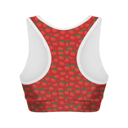 Red Tomatoes Pattern Print Women's Sports Bra