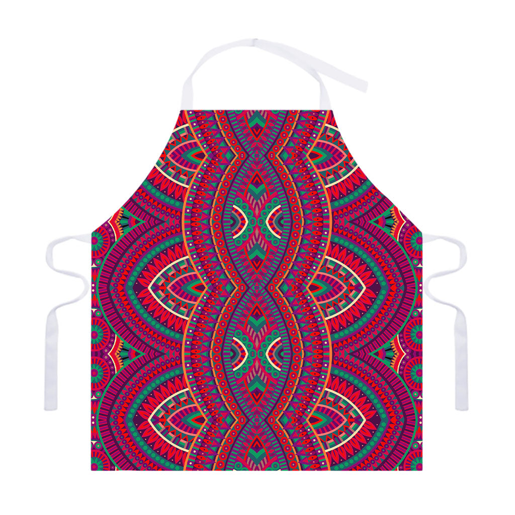 Red Tribal Ethnic Mandala Print Adjustable Apron