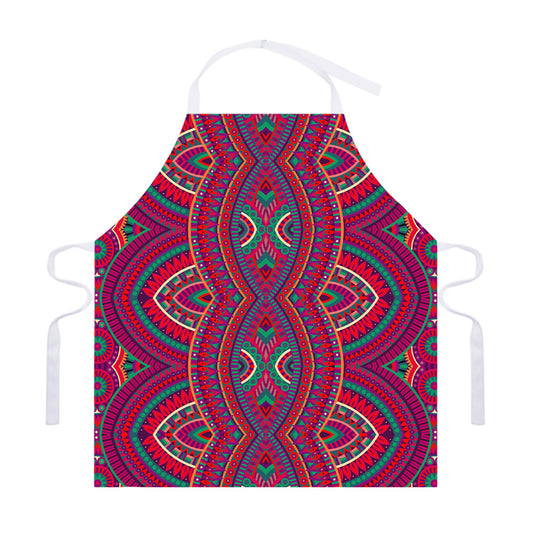 Red Tribal Ethnic Mandala Print Adjustable Apron